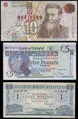 London Coins : A192 : Lot 184 : Northern Ireland (3) 10 Pounds Northern Bank 24.2.1997 VF, 5 Pounds Bank of Ireland 1.3.2003 Unc, 1 ...