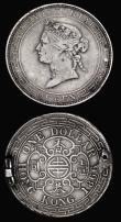 London Coins : A192 : Lot 1982 : Ex Jewellery (4) Hong Kong Dollar 1866, England George III Silver 1787 (3) Shilling and Sixpence (2)...