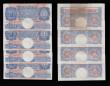 London Coins : A192 : Lot 35 : One Pound Peppiatt Blue 1940-1948 B249 (8) consecutives E45E 276221 - 276228 generally EF (2 folds i...