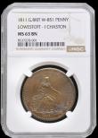 London Coins : A192 : Lot 382 : Penny 1811 I Chaston Lowestoft W851 Choice and graded MS63BN by NGC