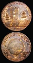 London Coins : A192 : Lot 389 : Penny 18th Century Middlesex Globe Series 1797 Godstone DH 137, Godstone Tower A/UNC with some lustr...