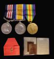 London Coins : A192 : Lot 395 : First World War casualty group of three including Bravery in the Field with ribbons along with Death...