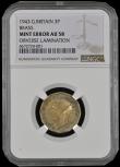 London Coins : A192 : Lot 488 : Mint Error Laminated Planchet - GB Brass Threepence 1943 with a long lamination across the obverse i...