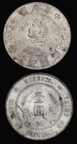 London Coins : A192 : Lot 560 : China (3) - Republic Memento Dollar undated (1927) VF with a gray uneven tone (26.96 g), 50 Cents ND...