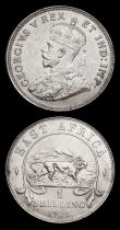 London Coins : A192 : Lot 574 : East Africa Shilling 1925 AU with some dark toning spots and Canada 25 Cents 1928 EF