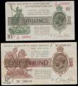 London Coins : A192 : Lot 6 : One Pound Warren Fisher T24 issued 1919 first series K/47 266110 VF with some staining along with al...