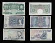 London Coins : A192 : Lot 60 : Five Pounds Fforde 1967 Child Britannia B313 Replacement series M11 prefix about VF with 4 small hol...
