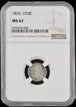 London Coins : A192 : Lot 743 : USA 5 Cents ( Half Dime ) 1833 NGC MS63 