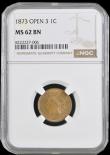 London Coins : A192 : Lot 755 : USA Cent 1873 Open 3 NGC MS62BN