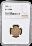 London Coins : A192 : Lot 760 : USA Cent 1884 NGC MS64RB
