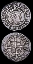 London Coins : A192 : Lot 844 : Halfgroat Henry VIII Canterbury Mint Archbishop Warham with WA beside the shield S.2343 mintmark Cro...