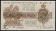London Coins : A192 : Lot 9 : One Pound Warren Fisher T24 issued 1919 S/N L/25 278510 AU