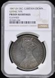 London Coins : A193 : Lot 1127 : Crown 1847 Gothic ESC 288 UNDECIMO Bull 2571 Proof in a NGC Holder AU DETAILS CLEANED