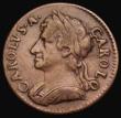 London Coins : A193 : Lot 1210 : Farthing 1674 C over reverse C in CAROLVS and thus appearing OAROLVS, as Cooke collection no.725, un...