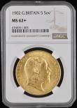London Coins : A193 : Lot 1227 : Five Pounds 1902 currency issue S.3965 NGC MS62 + an issue seldom seen in MS grades