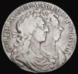 London Coins : A193 : Lot 1353 : Halfcrown 1689 First Shield Caul only frosted with pearls, ESC 505, Bull 831 bright Fine 
