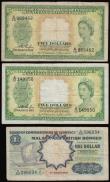 London Coins : A193 : Lot 136 : Malaya and British Borneo 5 Dollars green young QE II 21 March 1953 (2) prefix A/14 Fine and A/10 VF...