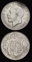 London Coins : A193 : Lot 1440 : Halfcrowns (2) 1923 and 1927 First Reverse Bull 3730 both AU the 1923 with some uneven toning