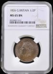London Coins : A193 : Lot 1468 : Halfpenny 1826 Reverse A Peck 1433 UNC in an NGC holder and graded MS65 BN desirable thus