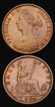 London Coins : A193 : Lot 1481 : Halfpenny 1861 Freeman 274 dies 5+E Lustrous Unc along with Halfpenny 1860 Toothed Border Freeman 26...