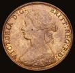 London Coins : A193 : Lot 1489 : Halfpenny 1867 Freeman 300 Dies 7+G EF with a toning spot on the Queen's cheek