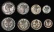 London Coins : A193 : Lot 1514 : Maundy Set 1850 ESC 2460, Bull 3493,a choice set in PCGS Holders Penny PL63 the rest PL64 seldom see...