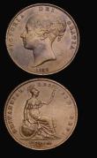 London Coins : A193 : Lot 1537 : Pennies (2) 1848 unaltered date Peck 1496 EF with some surface porosity and Penny 1858 Large Date No...