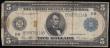 London Coins : A193 : Lot 157 : USA 5 Dollars Federal Reserve Note December 23 1913 blue seal and blue S/N B98575114B about Fine sma...