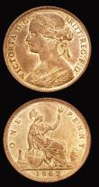London Coins : A193 : Lot 1581 : Penny 1862 Freeman 39 dies 6+G UNC and 1866 AU both once cleaned
