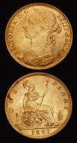 London Coins : A193 : Lot 1625 : Penny 1891 and 1892 both AU-UNC and both once lightly cleaned