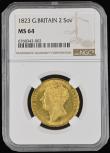 London Coins : A193 : Lot 2018 : Two Pounds 1823 S.3798 Choice and graded MS64 by NGC desirable thus