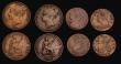 London Coins : A193 : Lot 2179 : Penny 1854 (2) both types of Trident,  Halfpenny 1694, 1748, 1826, 1827, 1843 from circulation VG-VF...