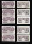 London Coins : A193 : Lot 31 : Ten Shillings Peppiatt mauve B251 issued 1940 (8) a high grade group AU some perhaps better