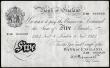 London Coins : A193 : Lot 36 : Five Pounds Peppiatt white B255 thick paper dated 8th November 1944 S/N E58 050028, VF light dirt on...