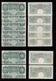 London Coins : A193 : Lot 48 : One Pounds (11) an unusual group of -99- prefixes Peppiatt Blue B249 (2) A99D AU and A99H EF. Beale ...