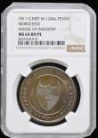 London Coins : A193 : Lot 486 : Penny 1811 Worcester House of Industry Proof W-1240a NGC MS64 BN PL