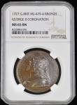 London Coins : A193 : Lot 528 : Coronation of George II 1727 34mm diameter in copper by J. Croker Eimer 510 the official coronation ...