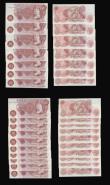 London Coins : A193 : Lot 53 : Ten Shillings Hollom B295 (7 consecutives) prefix 01N, Fforde B310 (31 being 2 consecutives runs 24 ...
