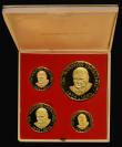 London Coins : A193 : Lot 617 : Death of Sir Winston Churchill 1965 a 4-medal set in 18 carat gold by MetalImport Limited comprising...