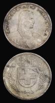 London Coins : A193 : Lot 931 : Switzerland 5 Francs 1923B (2) GVF-EF and both nicely toning 