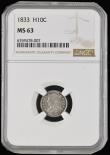 London Coins : A193 : Lot 953 : USA 5 Cents 1833 NGC MS63