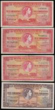 London Coins : A193 : Lot 97 : Bermuda QE II Young Portrait (4) 10 Shillings and 5 Shillings both 1.5.1957 both Unc but both with e...