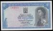 London Coins : A194 : Lot 106 : Rhodesia 10 Shillings blue Young QE II at right 1 June 1966 red serial number L/11 918151 Pick 27a E...