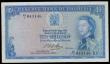 London Coins : A194 : Lot 107 : Rhodesia 10 Shillings blue Young QE II at right 30 Sept 1964 black serial number H/1 043146 Pick 24a...