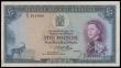 London Coins : A194 : Lot 109 : Rhodesia, Reserve Bank of Rhodesia, Five Pounds, 12 November 1964, Queen Elizabeth II at right, sabl...