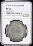 London Coins : A194 : Lot 1123 : Crown 1930 ESC 370, Bull 3638  in an NGC holder and graded MS63 desirable thus