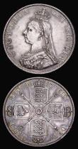 London Coins : A194 : Lot 1155 : Double Florins (2) both 1887 Roman 1 both EF and with minor edge faults