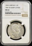 London Coins : A194 : Lot 1300 : Halfcrown 1834 WW in script ESC 662 Bull 2478 NGC MS62