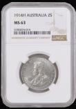 London Coins : A194 : Lot 420 : Australia Florin 1914H KM#27 Unc and Brilliant and graded MS63 by NGC, extremely rare in this choice...