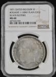 London Coins : A194 : Lot 458 : Belgium 5 Francs 1871 Plain Edge Silver Restrike Bogaert 1130B2 Choice and graded MS68 by NGC
